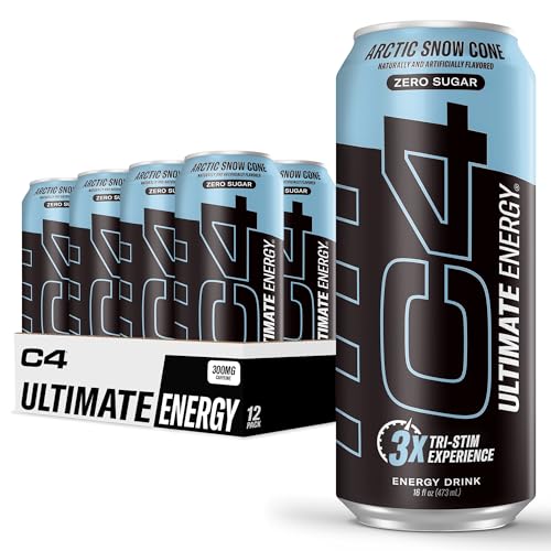 C4 Energy Ultimate Energy Drink with Zero Sugar, 300mg Caffeine, 16oz Pack of 12