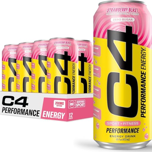 C4 Energy Performance Energy Drink with Zero Sugar, Strawberry Blast, 12pk