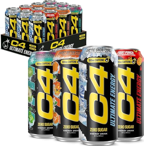 C4 Energy Ultimate Energy Drink with Zero Sugar, 300mg Caffeine, 16oz Pack of 12