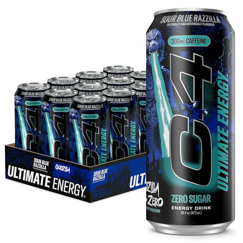 C4 Energy Ultimate Energy Drink with Zero Sugar, 300mg Caffeine, 16oz Pack of 12